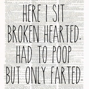 Here I Sit Broken Hearted Had to Poop but Only Farted Funny Bathroom ...