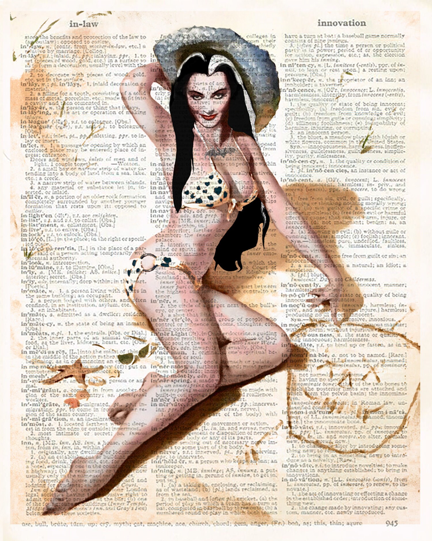 Lily Munster at the Beach White Bikini Black Hearts the Etsy Australia