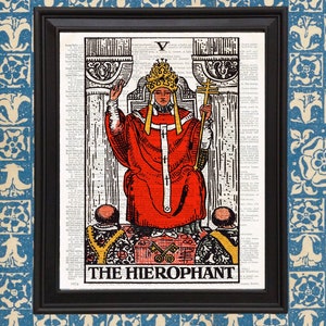 The Hierophant Tarot Card Art Print Major Arcana Gothic Home Decor Occult Art Rider Waite Smith Tarot Deck Alchemy Art Occult Illustration image 1