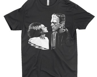 Frankenstein Couple T-Shirt - Frankenstein Monster And Bride - Universal Classic Horror Movie Shirt - Goth Couple Gift - Premium Shirt