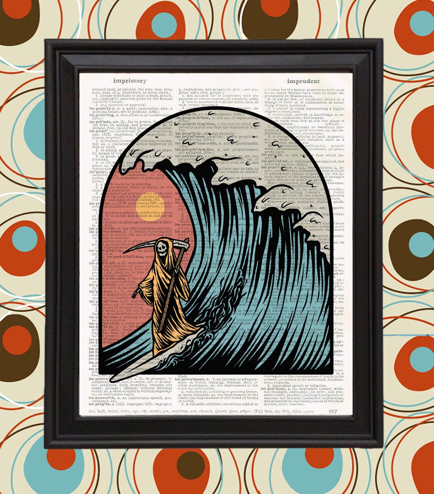 Surfing Grim Reaper Print Death Riding the Ocean Wave Sunset - Etsy