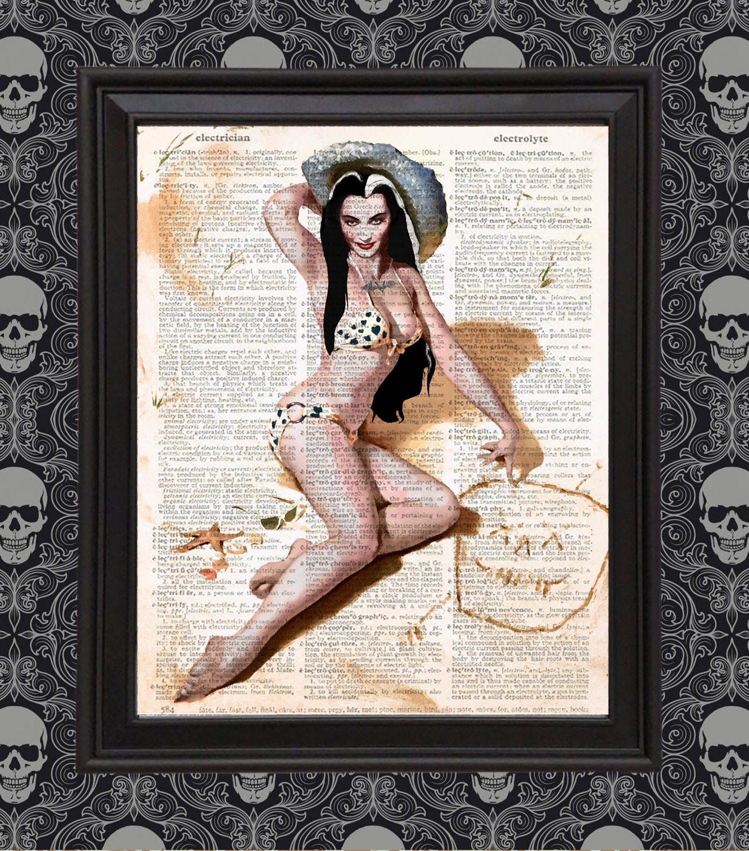 Lily Munster at the Beach White Bikini Black Hearts the Etsy