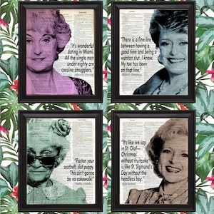 Golden Girls Prints on Vintage Dictionary Pages, Dorothy Blanche Sophia Rose Funny Quotes, Golden Girls Wall Art, Retro 80s 90s TV Posters