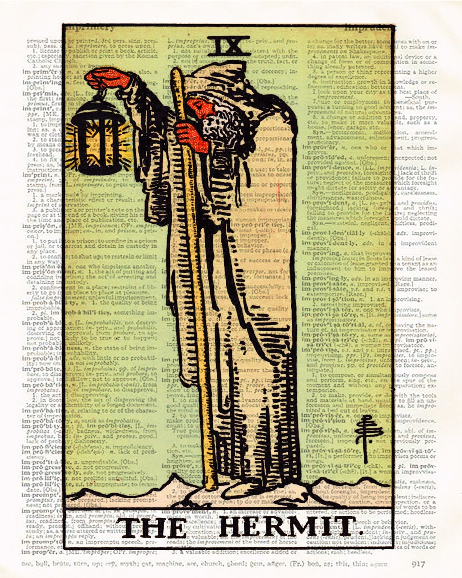 The Hermit Tarot Card Art Print Major Arcana Gothic Home Decor Etsy