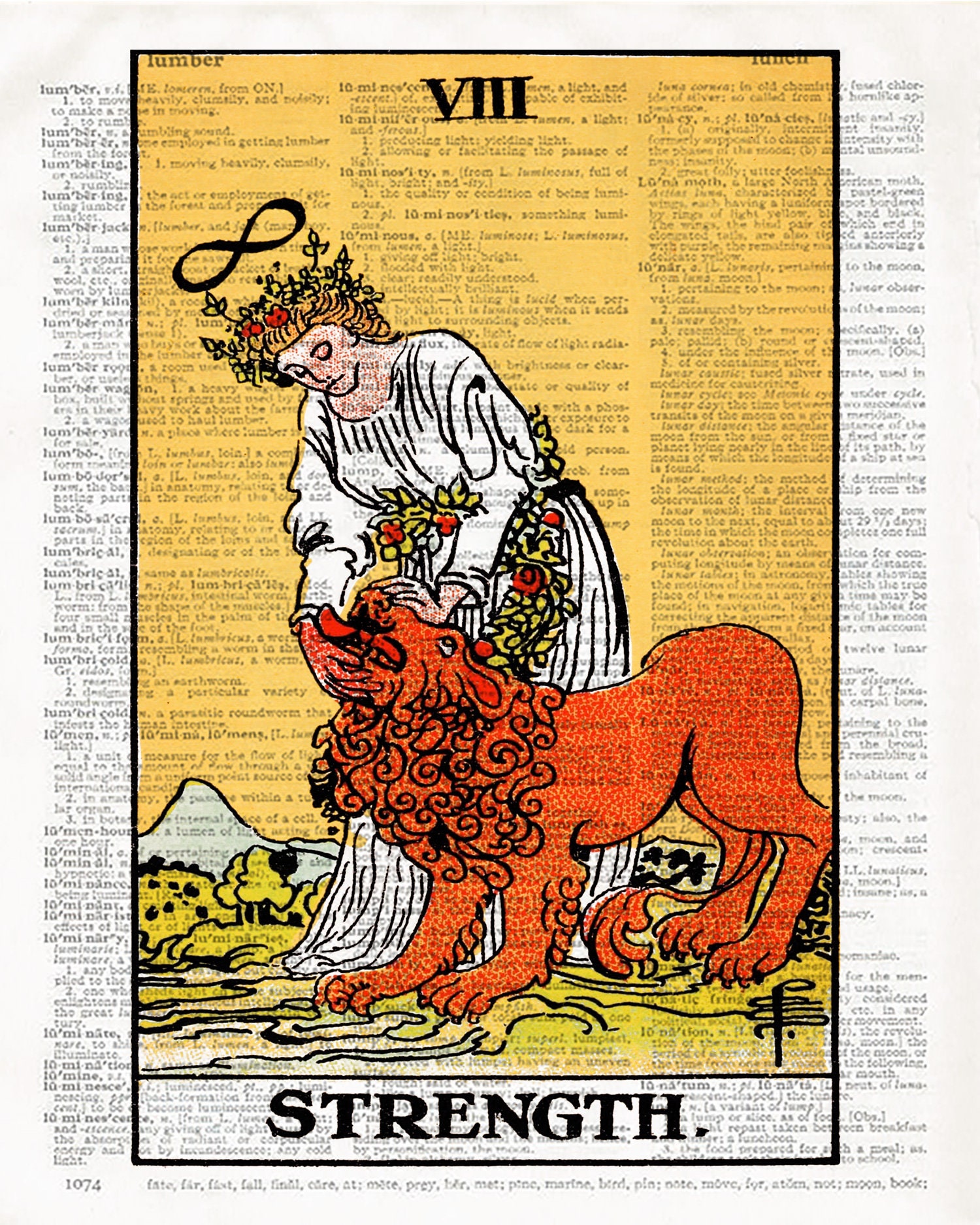 Strength Tarot Card Art Print Couples Gift Tarot Reading Etsy