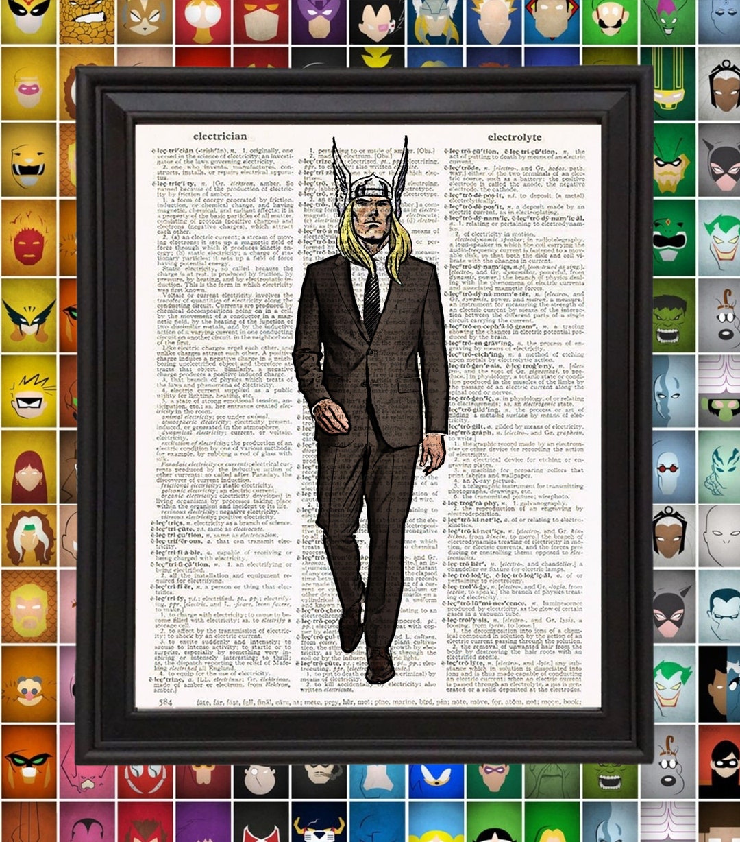 Thor Wearing Business Suit on Vintage Dictionary Page Funny Marvel ...