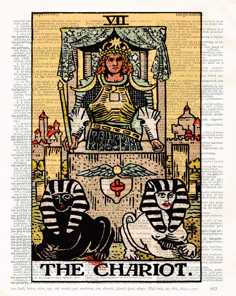 The Chariot Tarot Card Print Tarot Reading Vintage Rider Waite Etsy