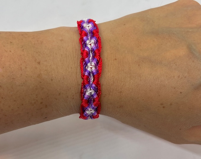 Red and Purple Friendship Bracelet - Handmade