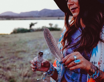 White Sage Smudge Kit - Abalone Shell - Smudge Feather - White Sage - Cleanse Your Space - Banish Unwanted Energies