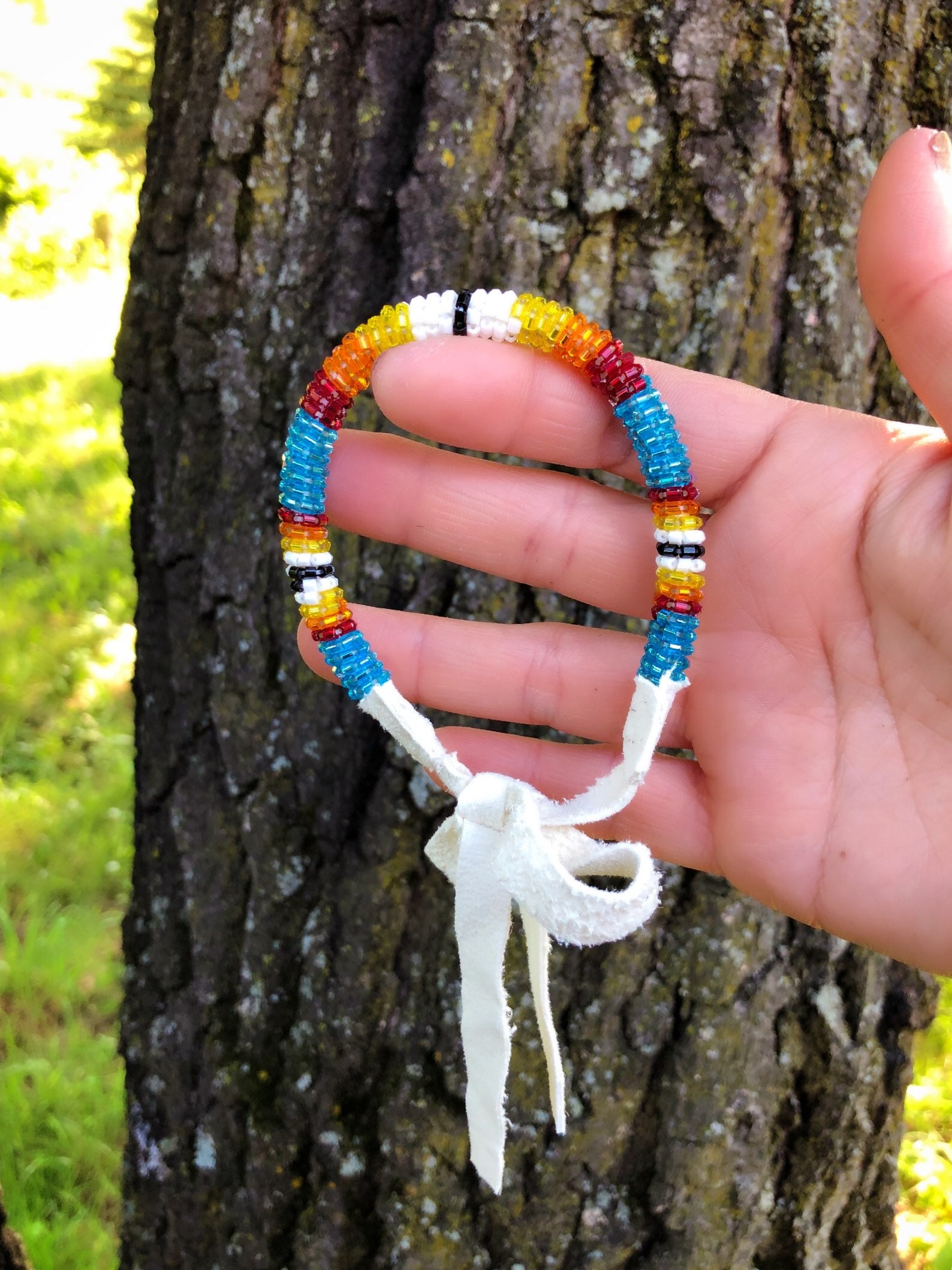 NATIVE AMERICAN INSPIRED BEADED BRACELET Hand Beaded Bracelet for Women  Navajo Indian Jewelry -Adjustable -Beadwork Multicolored