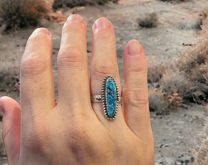Size 7 - Kingman Turquoise Ring - Sterling Silver - Handmade