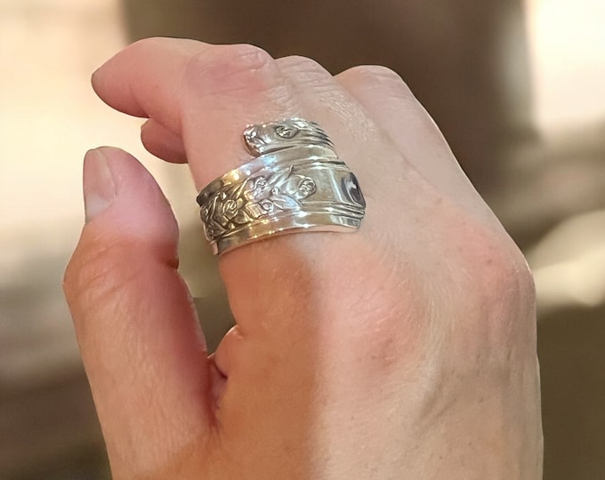 Spoon Ring - Sized to Fit - Antique Silver Spoon