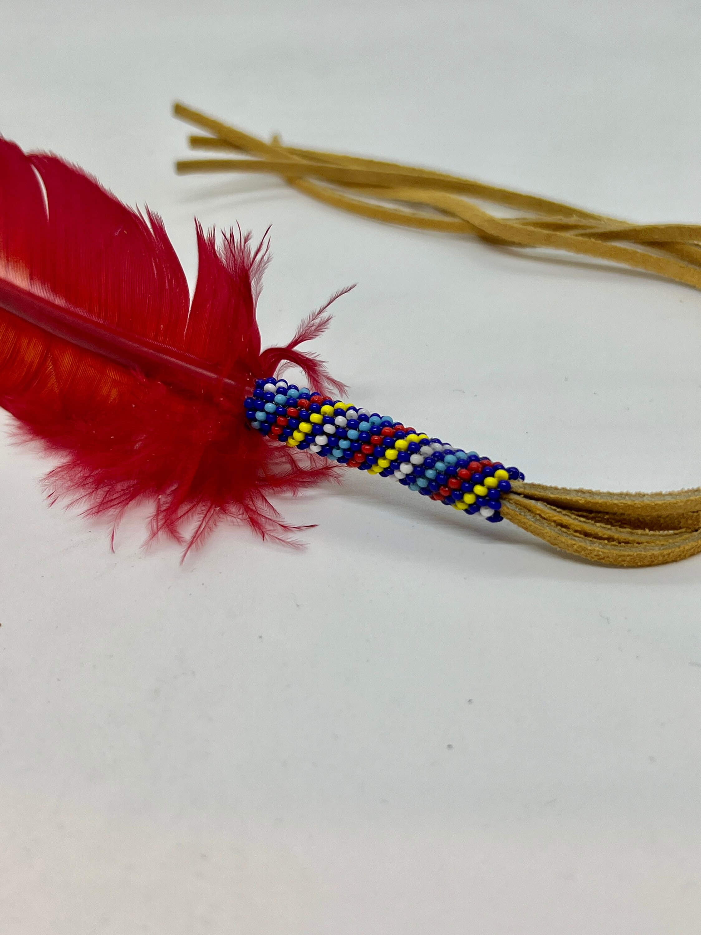 Beaded Smudge Feather Prayer Feather Beadwork Buckskin Etsy