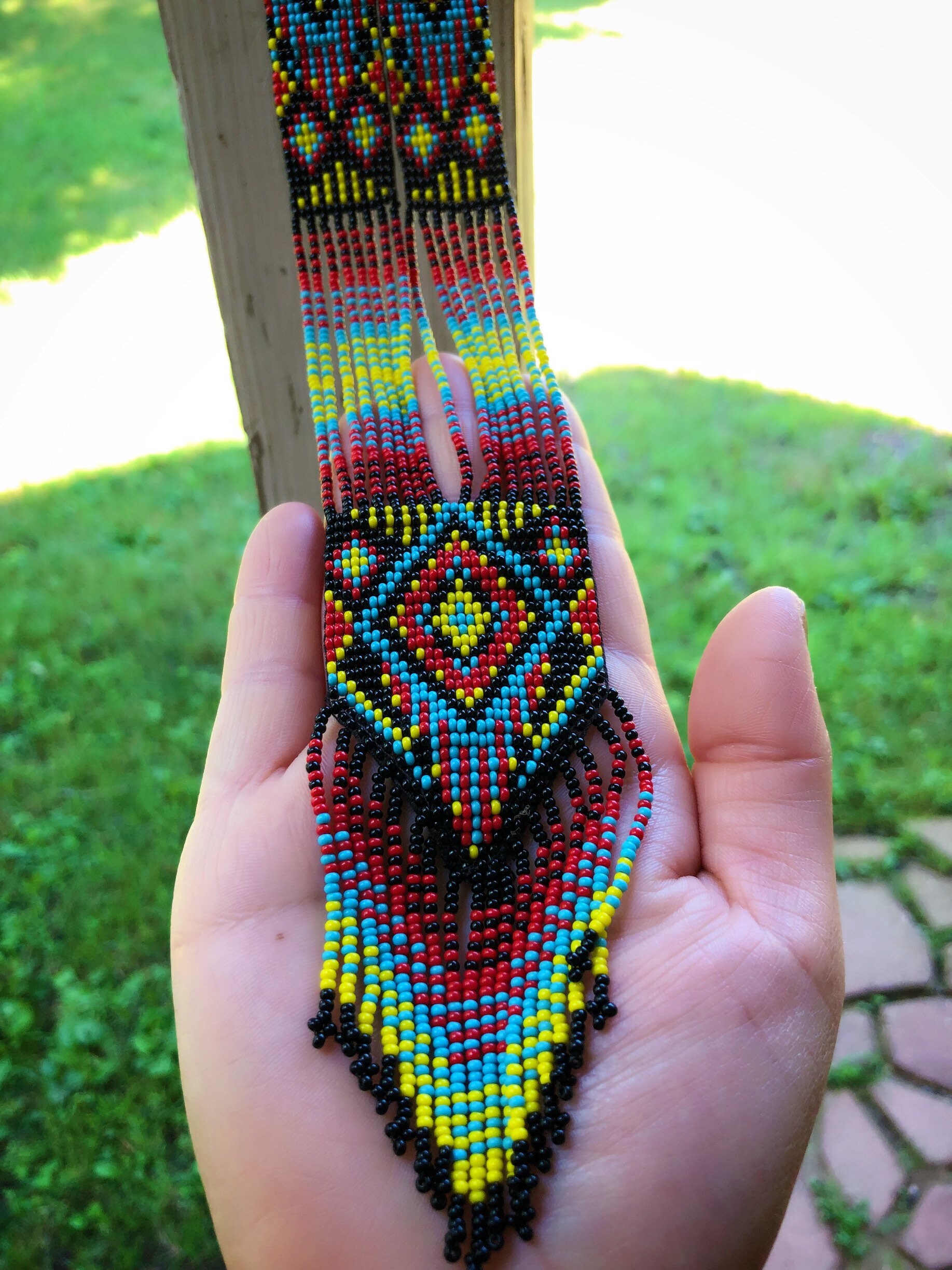 Native American Beaded Jewelry Set Necklace And Earrings Diamond