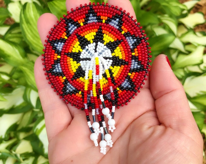 Beaded Pony Tail Holder - Beaded Hair Elastic - Native American - Tribal Hair Accessory - Beaded Braid Tie