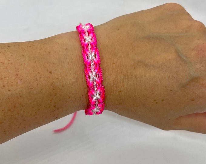 Pink and White Friendship Bracelet - Handmade