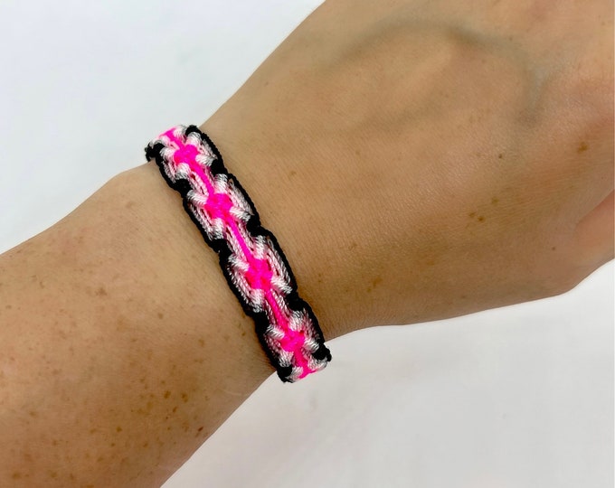 Pink Black & White Friendship Bracelet - Handmade