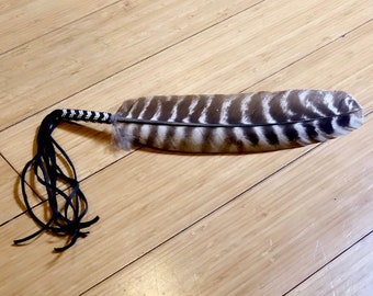 Beaded Smudge Feather - Authentic Native American - Turkey Feather - Beadwork