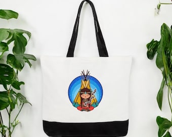 Native Girl Tote Bag - 100% Cotton Canvas - Large Farmers Market Bag