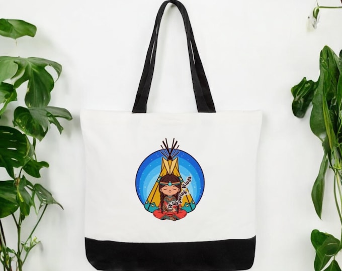 Native Girl Tote Bag - 100% Cotton Canvas - Large Farmers Market Bag