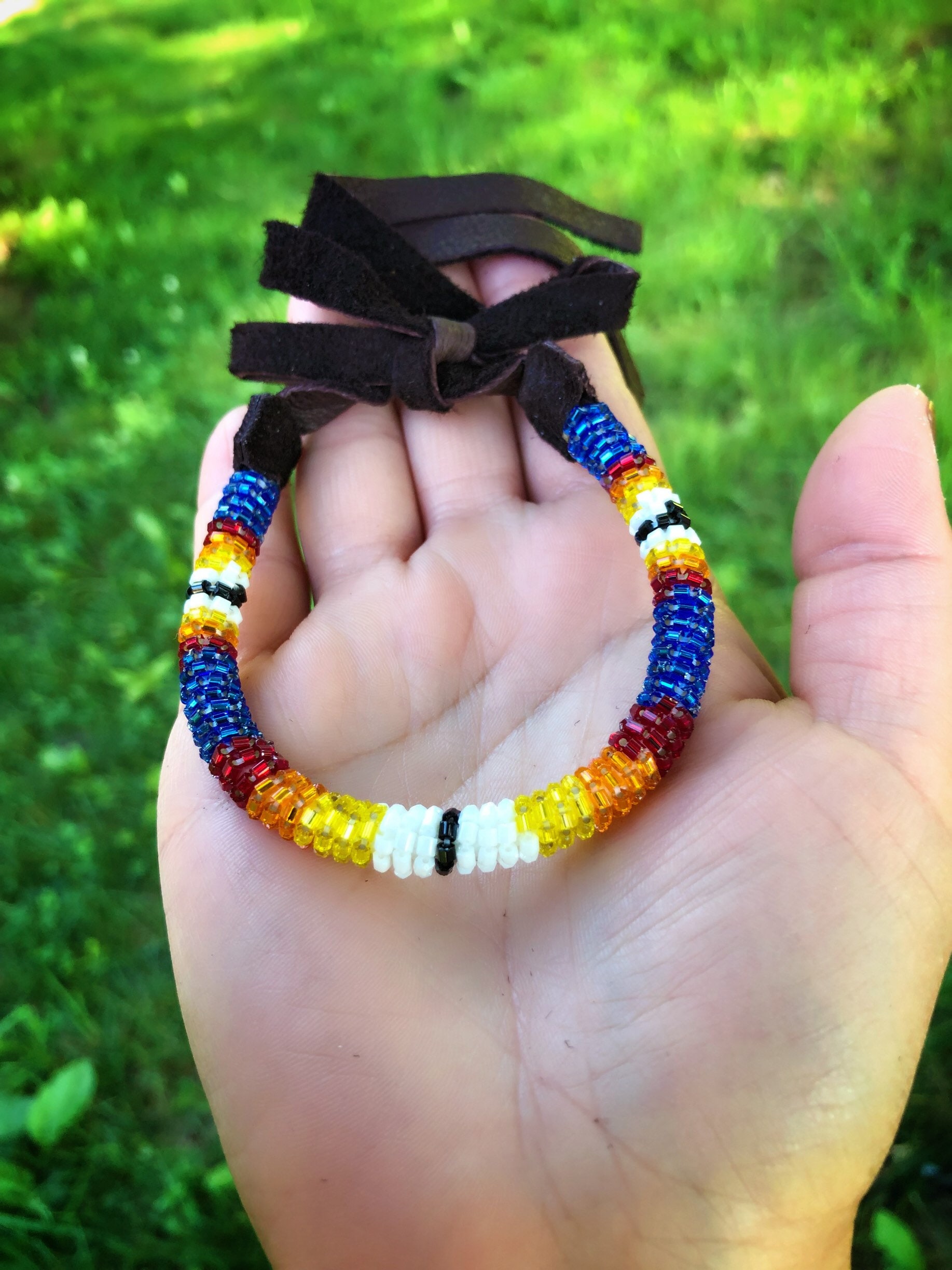 Beaded Bracelet Native American Adjustable Sizing Lakota Beadwork