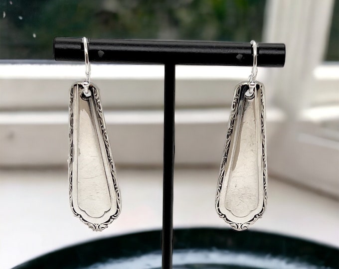 Antique Spoon Earrings - Handmade - Silverplate