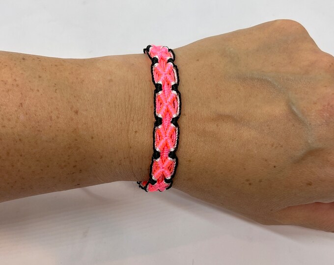 Pink and Black Friendship Bracelet - Handmade