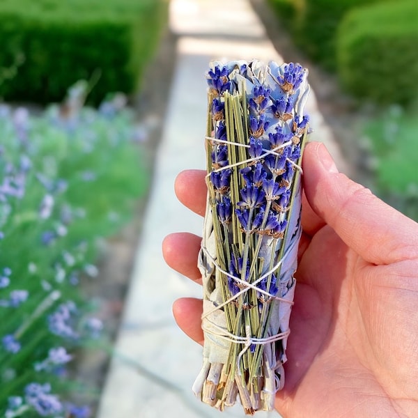 White Sage & Lavender Smudge Bundles - Sold Individually - Organic - Lavendula Angustifolia - Ceremonial Smudging