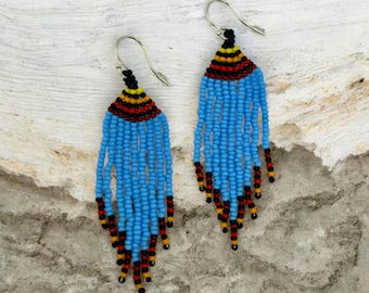Beaded Earrings 3” - Sterling Silver Hooks - Handmade