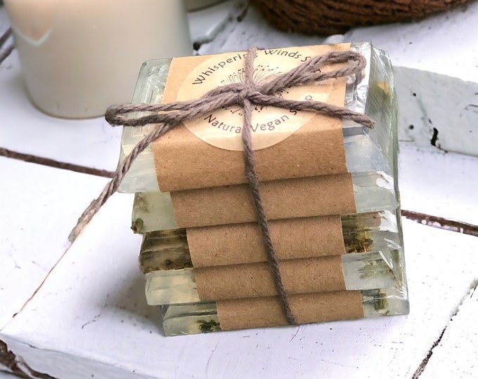 Gift Set Herbal Vegan Soaps - Lavender, White Sage, Mint, Rose, and Cedar - 5 Soaps - Handmade Soap