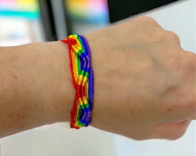 Rainbow Friendship Bracelet - Handmade - Zig Zag Style