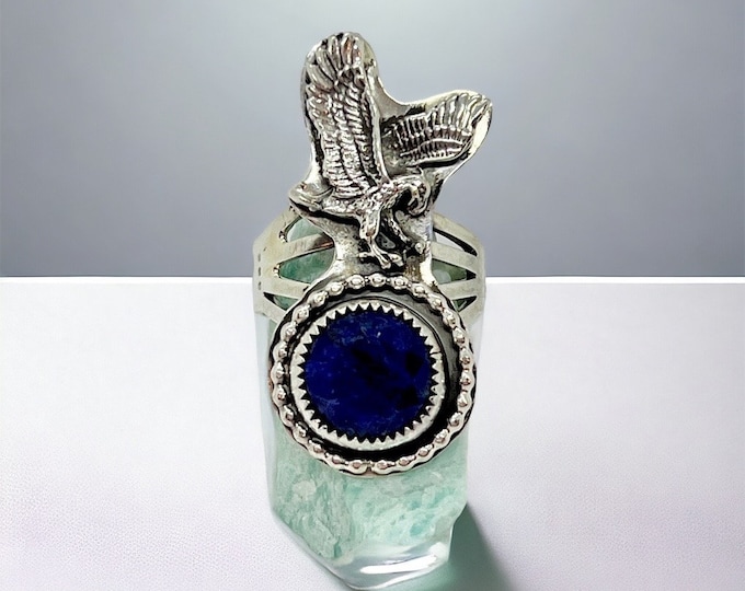 Size 8 - Eagle Ring - Lapis Lazuli - Sterling Silver - Native Made