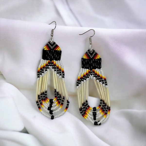 Porcupine Quill Earrings - Gray - Native American Made