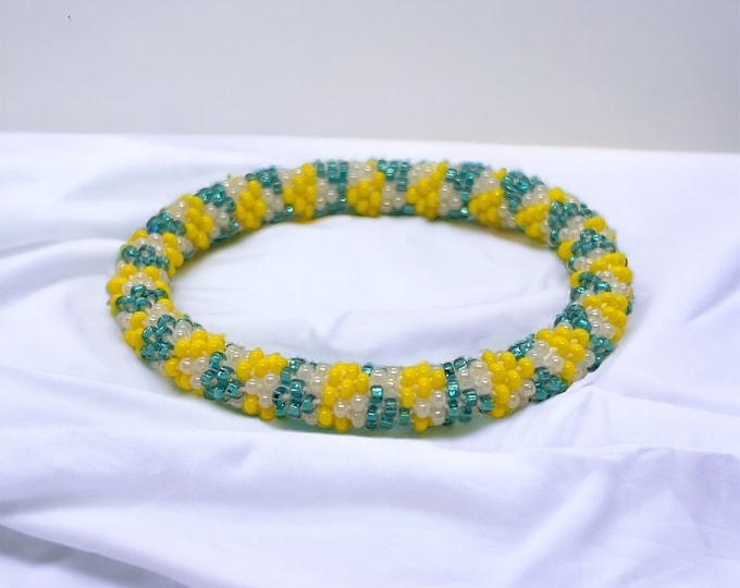 Beaded Bracelet - Slides on Easily - Handmade