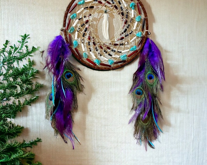 Large Native American Dreamcatcher - Buckskin - Buffalo Bone - Sage Blessed