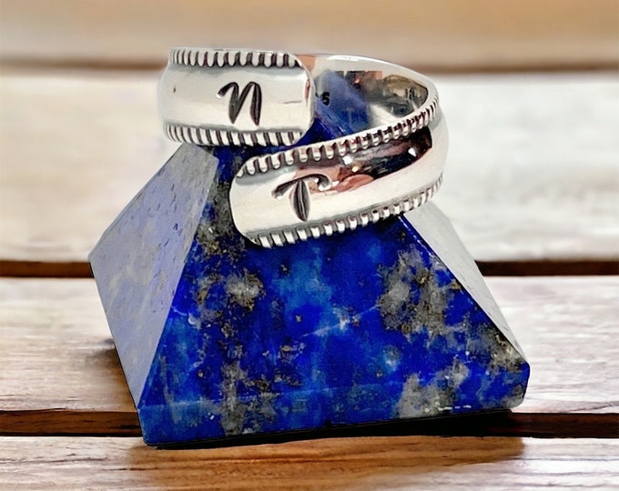 You Choose Initals Ring - Sterling Silver Wrap Ring - Custom Made - Adjustable - Handmade