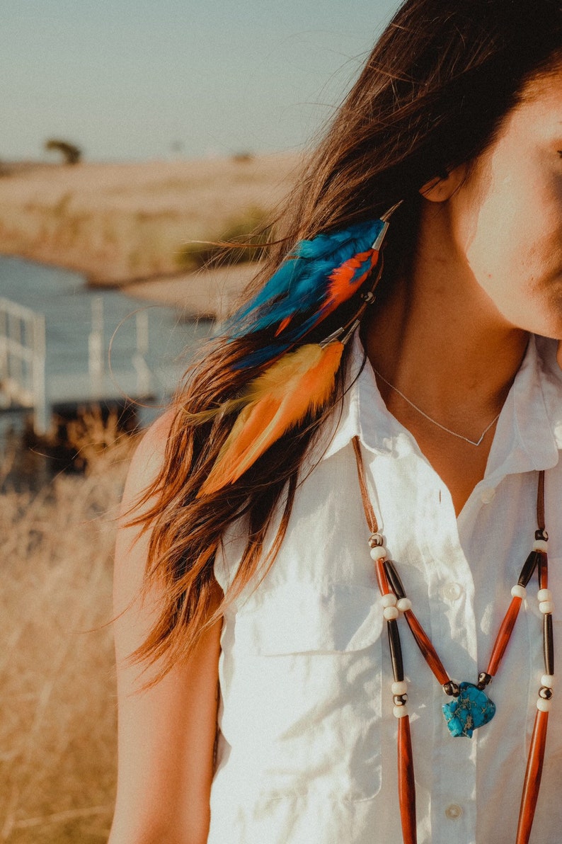 Feather Hair Clips Buffalo Bone Beads Horse Mane Feathers Etsy