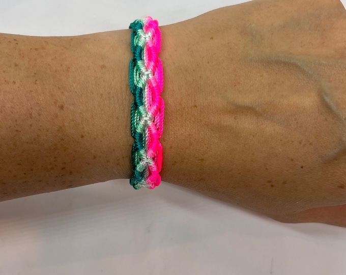 Pink and Blue Friendship Bracelet - Handmade