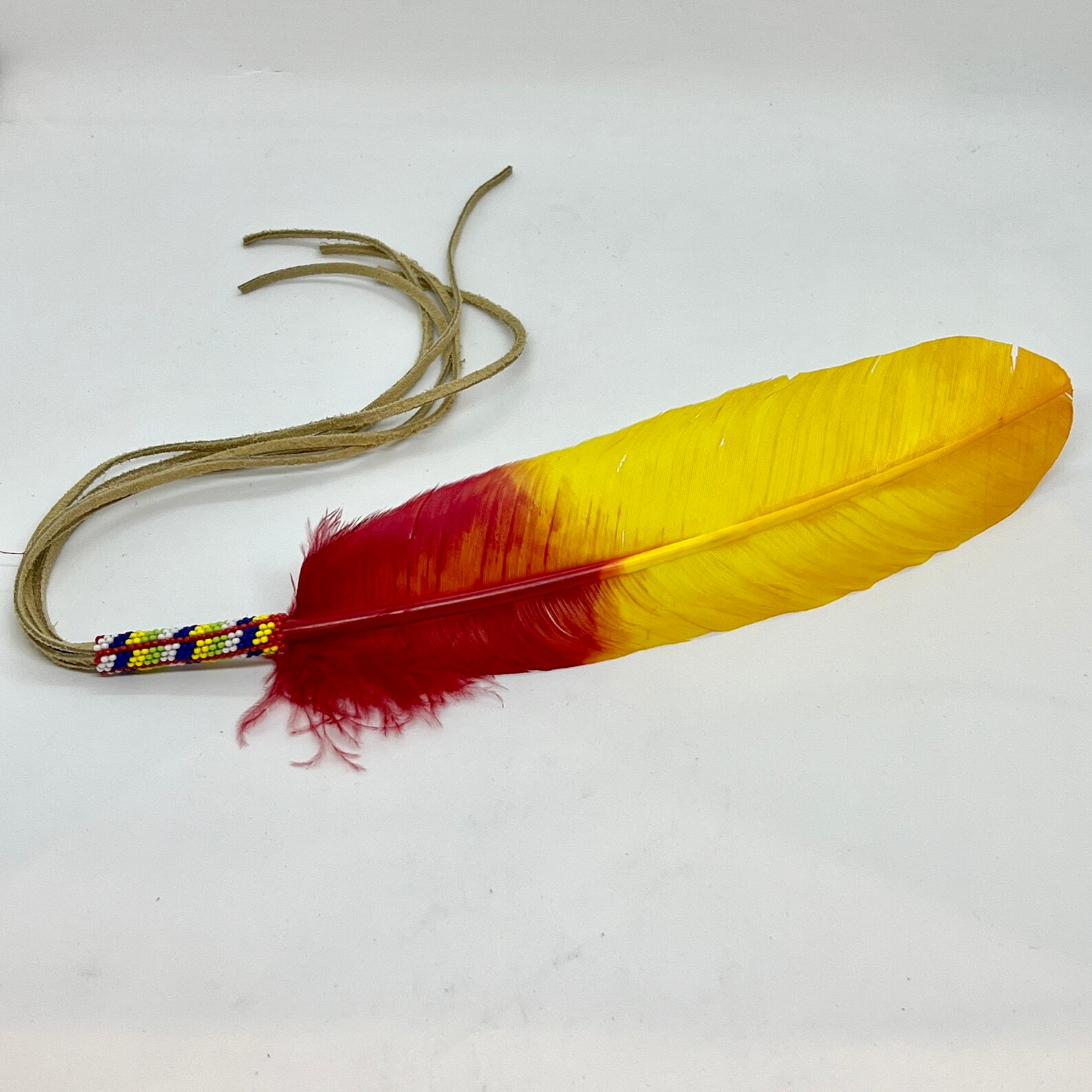 Native American Beaded Smudge Feather Hand Painted Feather Etsy