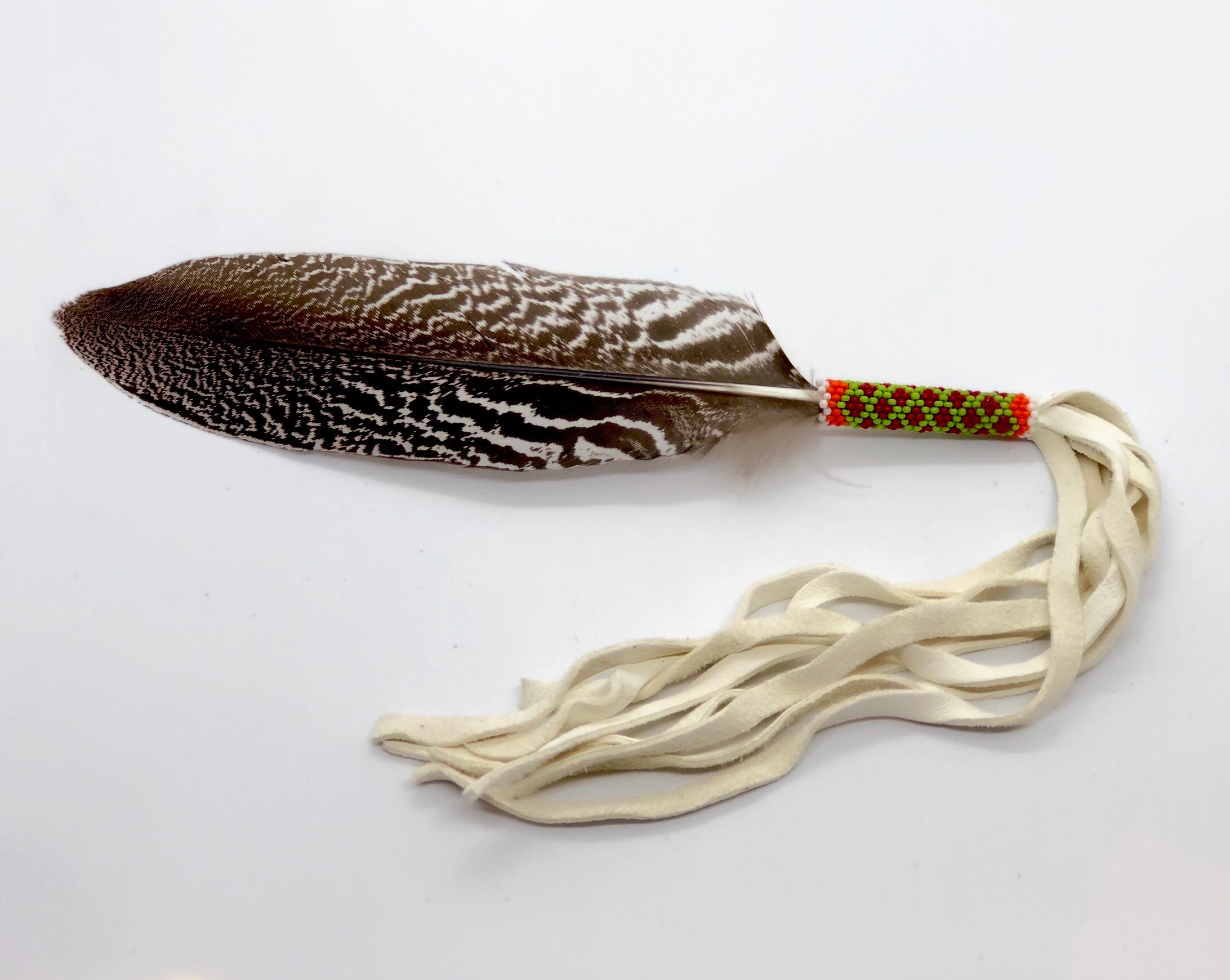 Beaded Smudge Feather Native American Smudging Feather Prayer