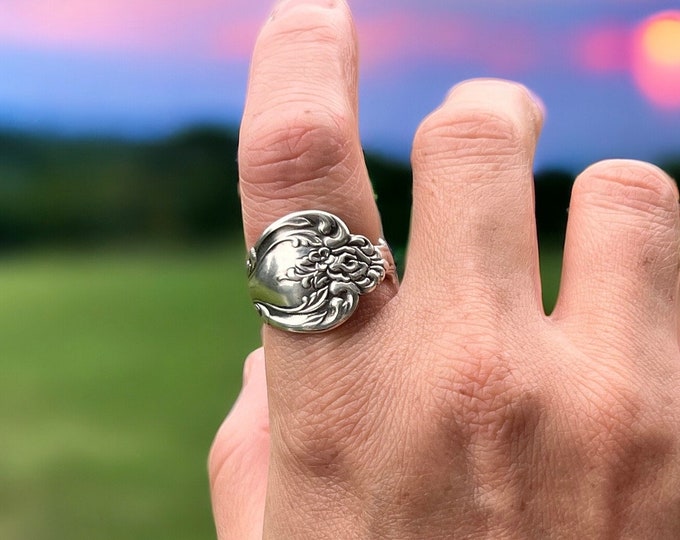 Antique Spoon Ring - Sized to Fit - Rose Ring