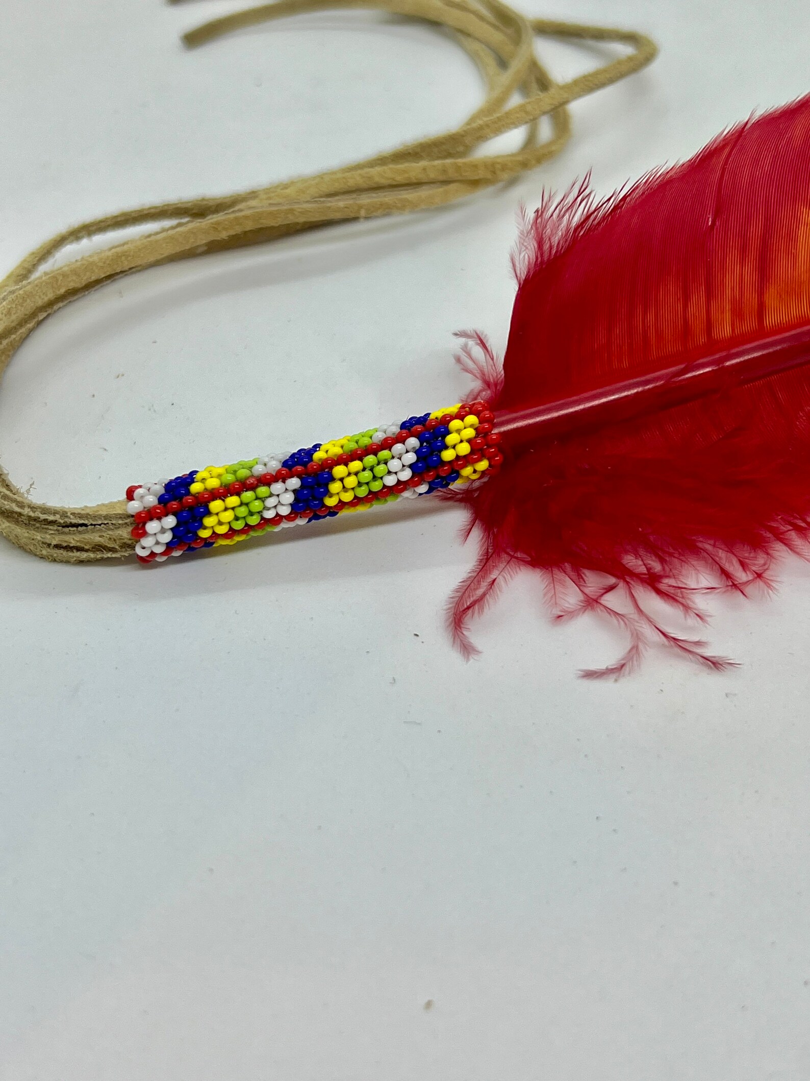 Native American Beaded Smudge Feather Hand Painted Feather Etsy