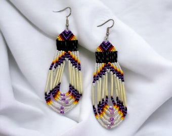 Porcupine Quill Earrings - Purple - Native American Made