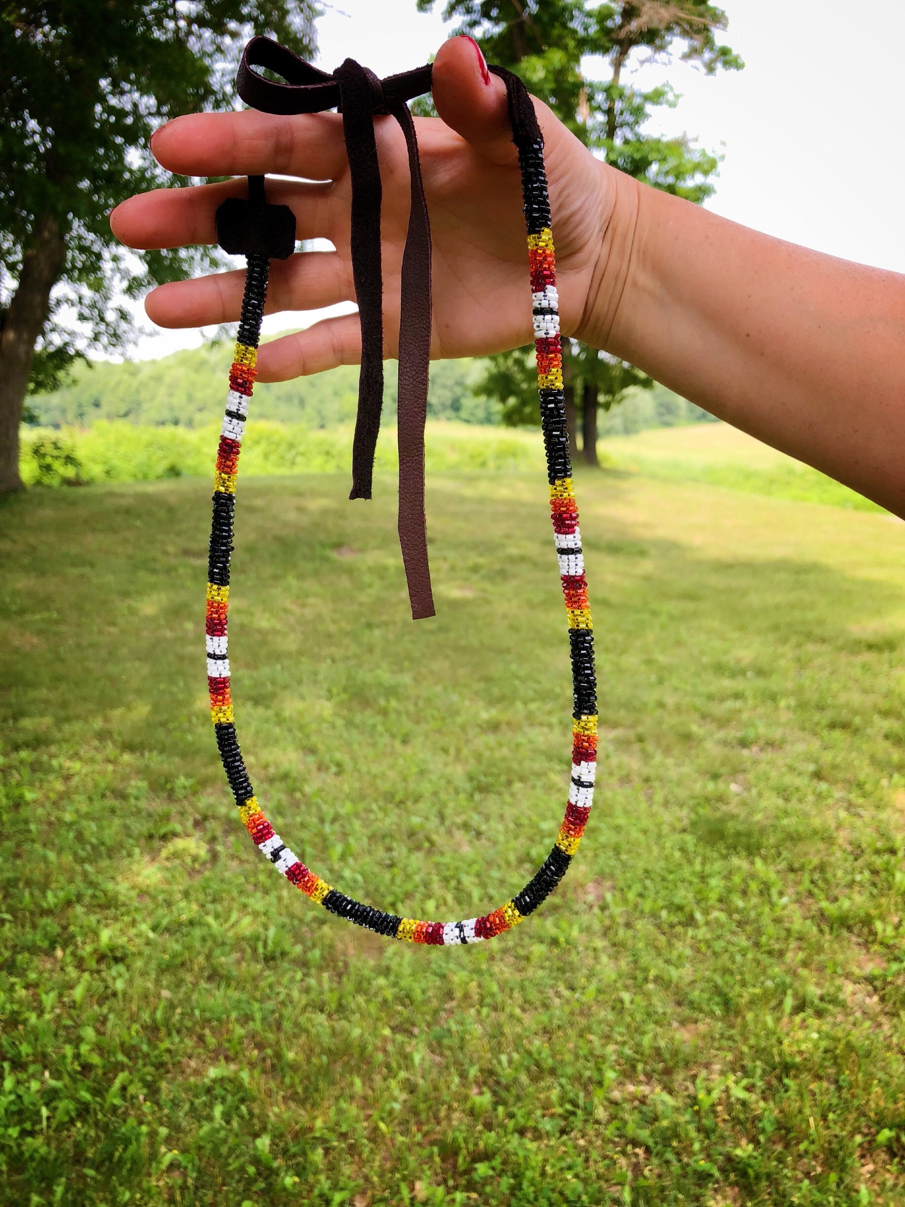Native american beaded rope necklace deals