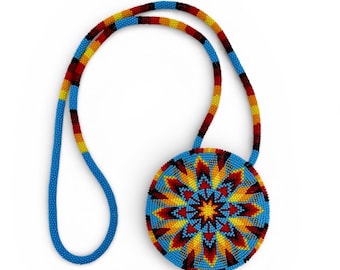 Beaded Medallion Necklace - Lakota Morning Star -  Handmade - Large Size