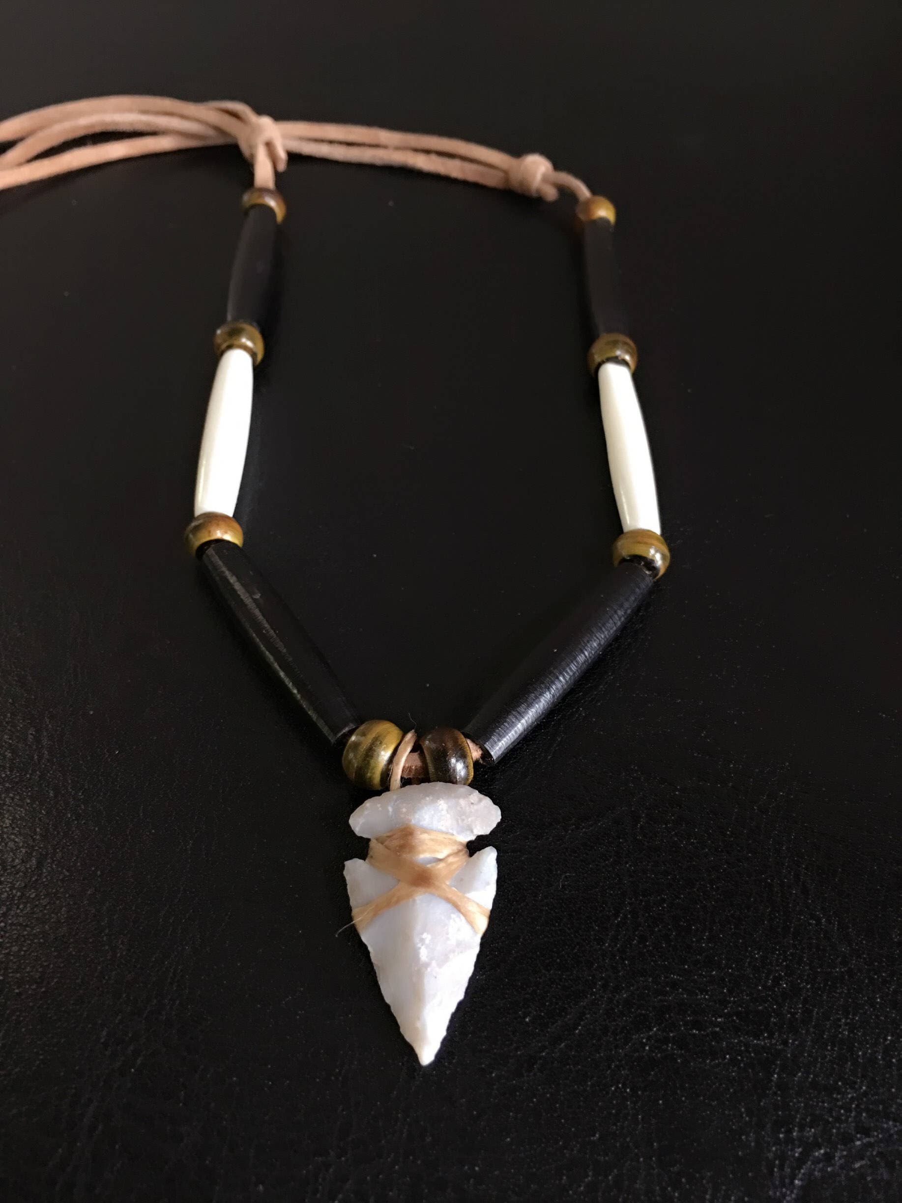 Native American Arrowhead Necklace - Sage Blessed - Hand Knapped Agate