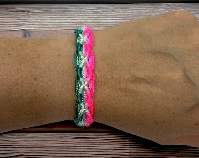 Pink and Blue Friendship Bracelet - Handmade