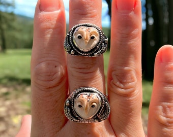 Owl Ring - Sterling Silver - Handmade