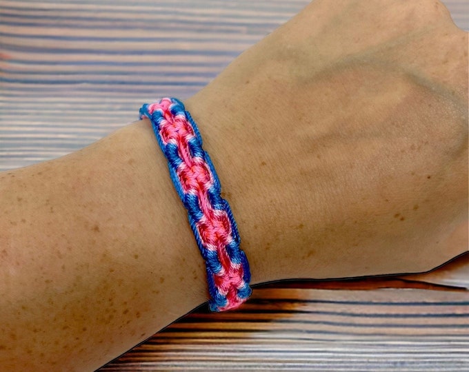 Pink & Blue Friendship Bracelet - Handmade