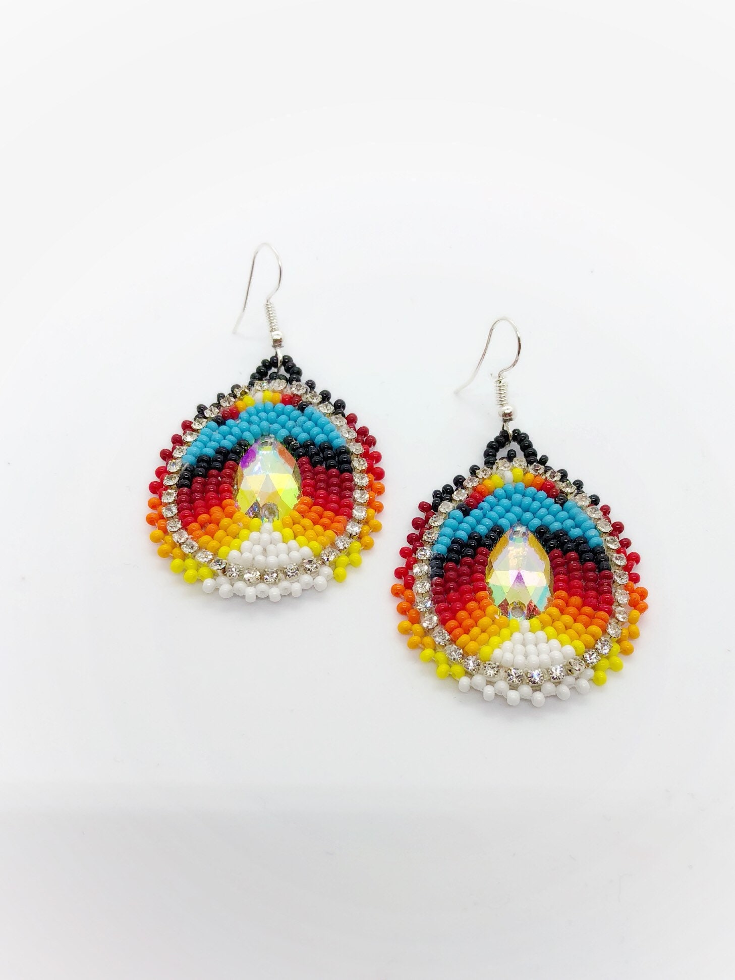 Beaded Earrings Handmade Buckskin Backing Powwow Earrings